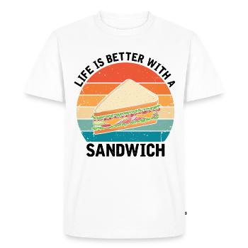 Life is Better with Sandwich Food BBQ - Men's Premium Organic T-Shirt - white - Front - Nico (187cm)