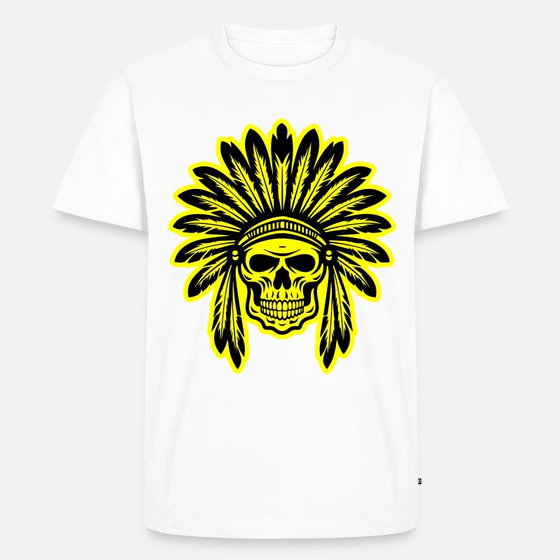 Apache Indianer Häuptling Totenkopf - Männer Premium Bio T-Shirt - Weiß