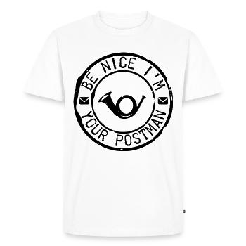 Be Nice I'm Your Postman Postman Postman Mail Deliverer - Men's Premium Organic T-Shirt - white - Front - Nico (187cm)