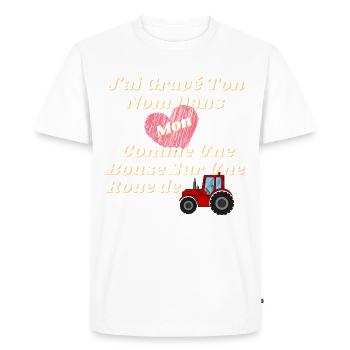 j ai gravé ton nom dans mon cœur comme une bouse - T-shirt Premium bio Homme - blanc - Devant - Nico (187cm)