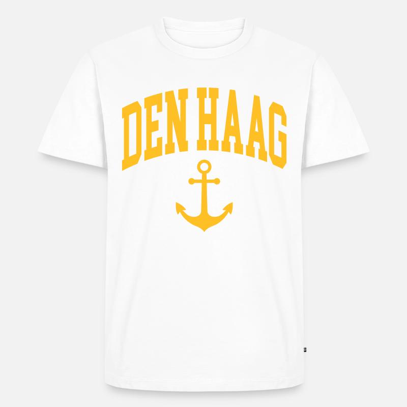 Den Haag Anker - Männer Premium Bio T-Shirt - Weiß