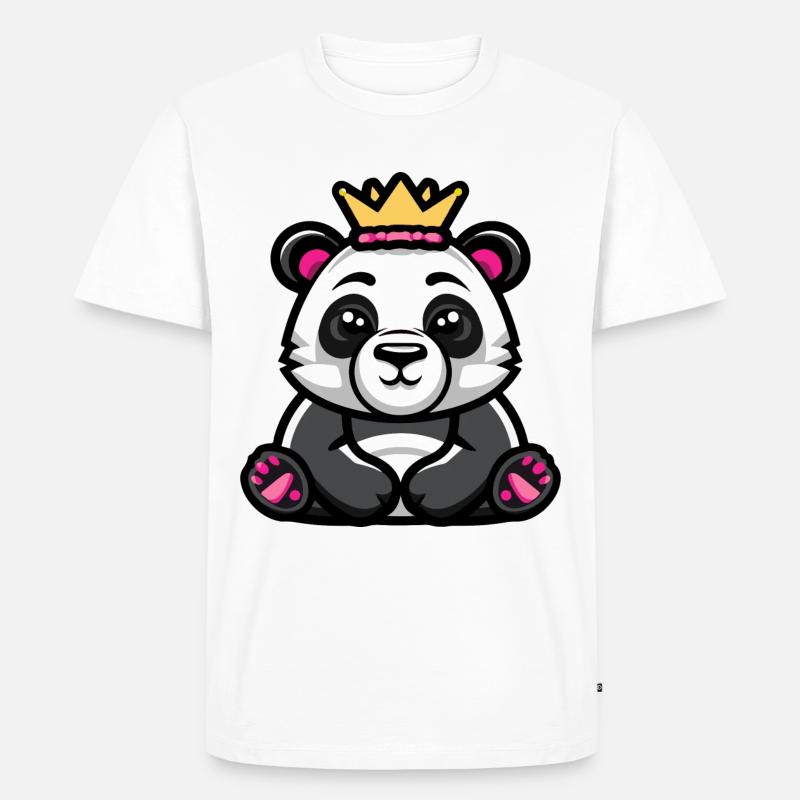 Panda Comic Krone - Männer Premium Bio T-Shirt - Weiß