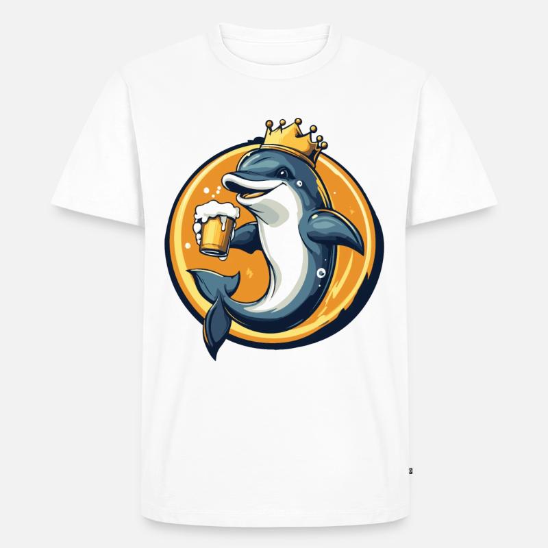 Delfin Bier Comic - Männer Premium Bio T-Shirt - Weiß