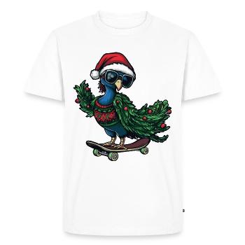 Paon oiseau Noël drôle - T-shirt Premium bio Homme - blanc - Devant - Nico (187cm)