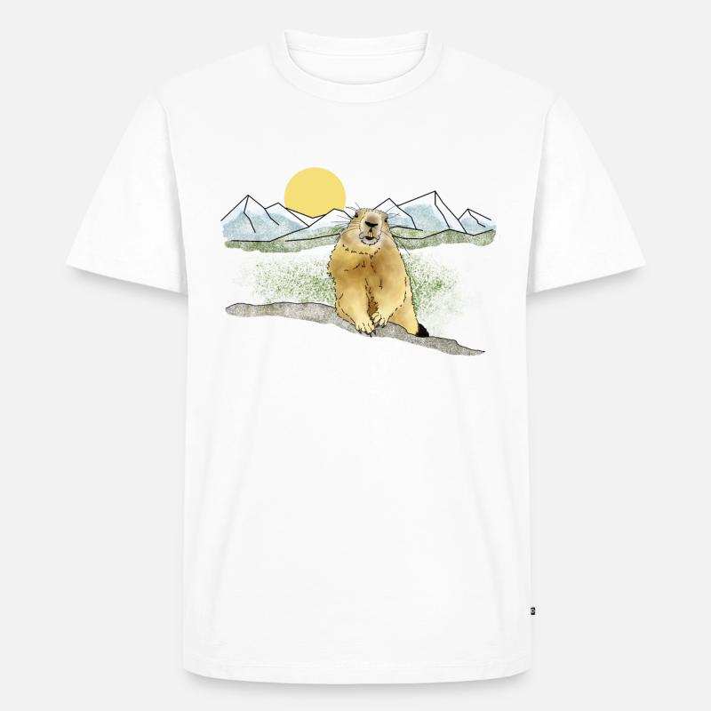 Murmeltier, Berge, Sonne - Männer Premium Bio T-Shirt - Weiß