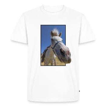 Visage de cheval drôle - T-shirt Premium bio Homme - blanc - Devant - Nico (187cm)