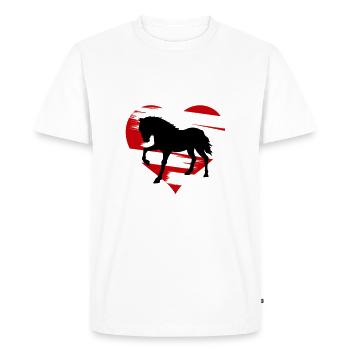 Chemise de cheval - silhouette de chevaux avec coeur - T-shirt Premium bio Homme - blanc - Devant - Nico (187cm)