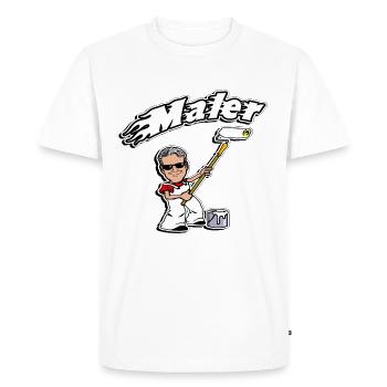 peintre et t-shirt peintre éditable texte souhaité - T-shirt Premium bio Homme - blanc - Devant - Nico (187cm)