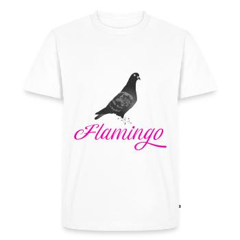 Brieftaube Flamingo, Ruhrpottflamingo - Männer Premium Bio T-Shirt - Weiß - Vorne - Nico (187cm)
