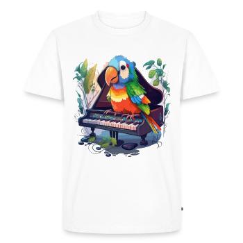 Parrot Pianist - Men's Premium Organic T-Shirt - white - Front - Nico (187cm)