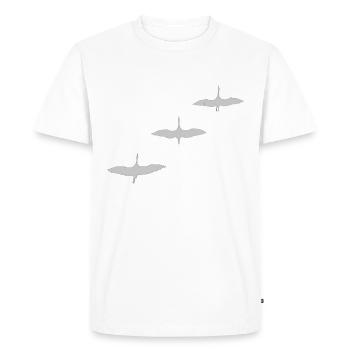 KRANICH STORCH INFORMATION FLIGHT ZUGVOGEL - T-shirt Premium bio Homme - blanc - Devant - Nico (187cm)