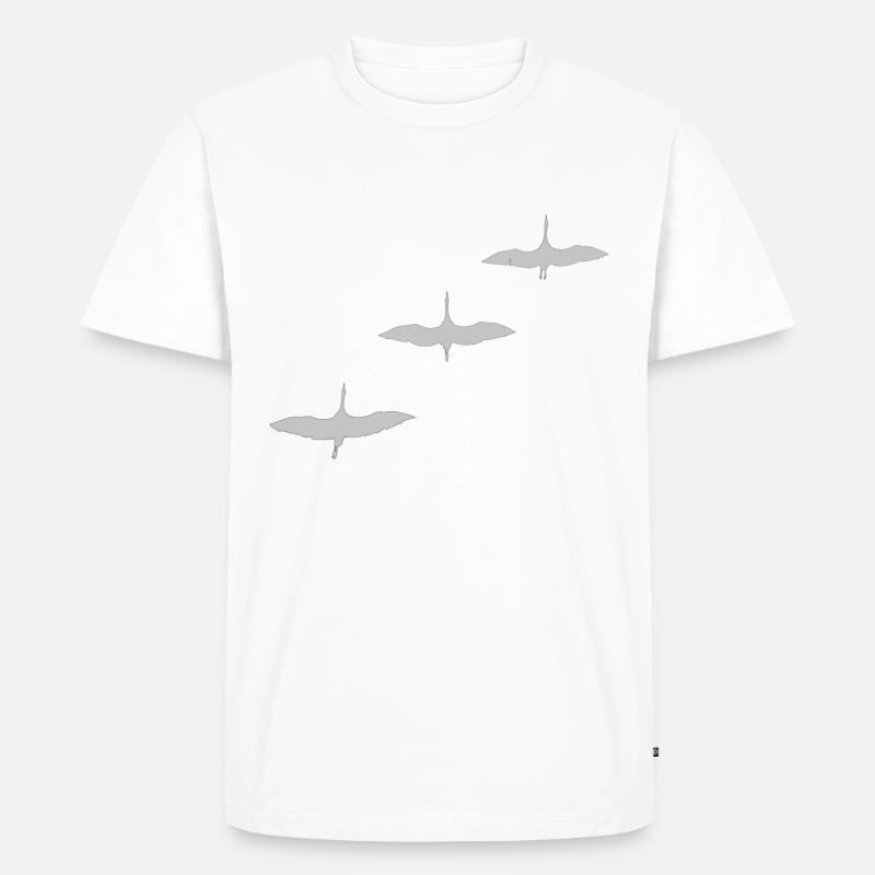 KRANICH STORCHFORMATIONSFLUG ZUGVOGEL - Männer Premium Bio T-Shirt - Weiß