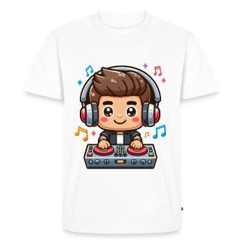Cool DJ Cartoon Avec Casque Et Table De Mixage - T-shirt Premium bio Homme - blanc - Devant - Nico (187cm)