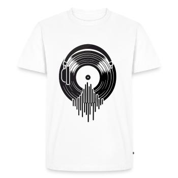 Music Record Headphones Retro DJ Design - Men's Premium Organic T-Shirt - white - Front - Nico (187cm)