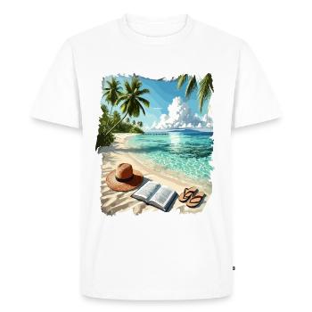 Plage Été Île Vacances Plage Mer Soleil - T-shirt Premium bio Homme - blanc - Devant - Nico (187cm)