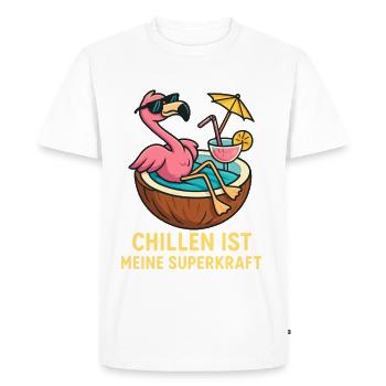 Flamingo Vacances Été Plage Design Rétro - T-shirt Premium bio Homme - blanc - Devant - Nico (187cm)