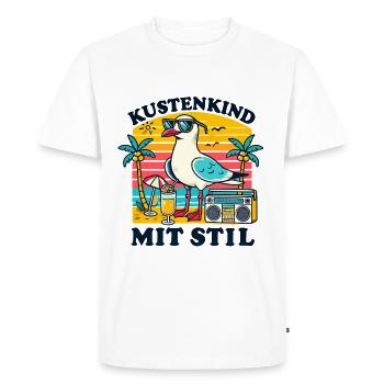 Seagull Coastal Child Summer Retro Vacation North Sea Baltic Sea - Men's Premium Organic T-Shirt - white - Front - Nico (187cm)