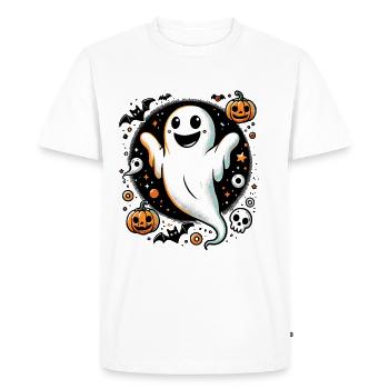 Halloween fantôme citrouille tour ou friandise drôle - T-shirt Premium bio Homme - blanc - Devant - Nico (187cm)