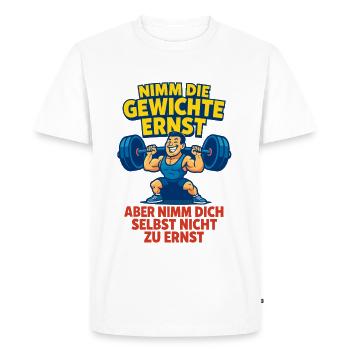 Funny Fitness uWorkout Shirt for Bodybuilders - Men's Premium Organic T-Shirt - white - Front - Nico (187cm)