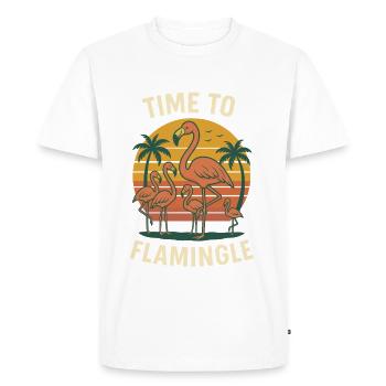Flamingo Vacances Été Plage Design Rétro - T-shirt Premium bio Homme - blanc - Devant - Nico (187cm)