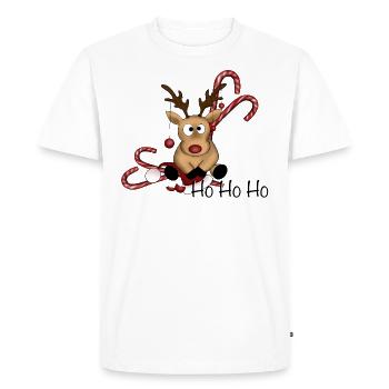 Rennes avec cannes de bonbon, boules, bonnet de Noel - T-shirt Premium bio Homme - blanc - Devant - Nico (187cm)
