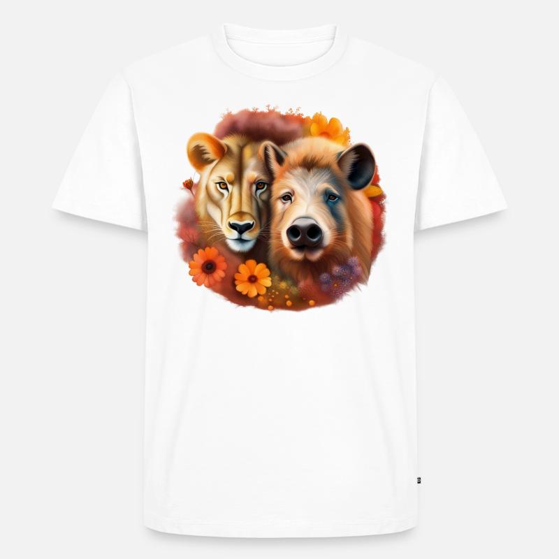 Schwein oder Löwe - Männer Premium Bio T-Shirt - Weiß