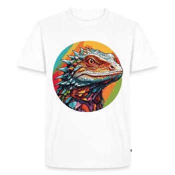 Colorful Lizard Portrait Iguanas Monitor Lizards - Men's Premium Organic T-Shirt - white - Front - Nico (187cm)