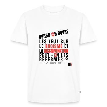 Faites l'amour pas la guerre, peace and love, - T-shirt Premium bio Homme - blanc - Devant - Nico (187cm)