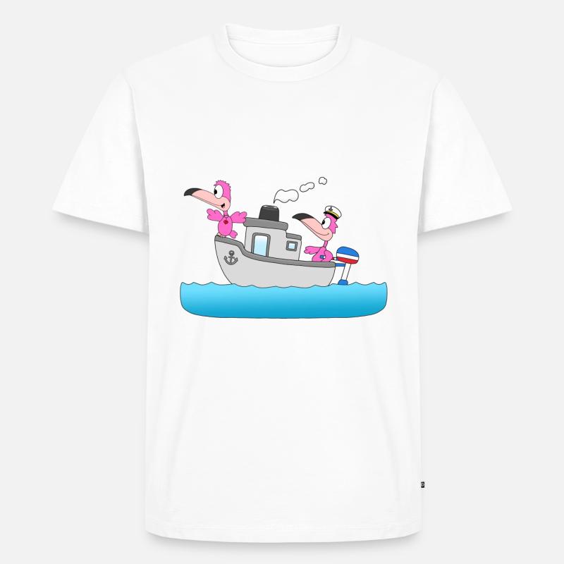 FLAMINGOS - BOOT - SCHIFF - LIEBE - SEEFAHRER - Männer Premium Bio T-Shirt - Weiß