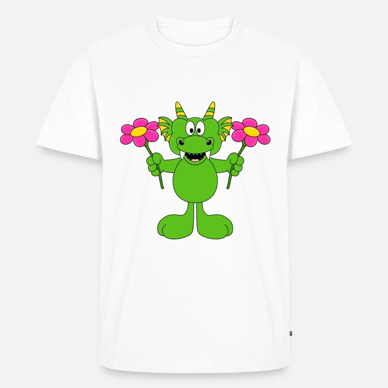 BLUMEN - LIEBE - DRACHE - GESCHENK - GARTEN - Männer Premium Bio T-Shirt - Weiß