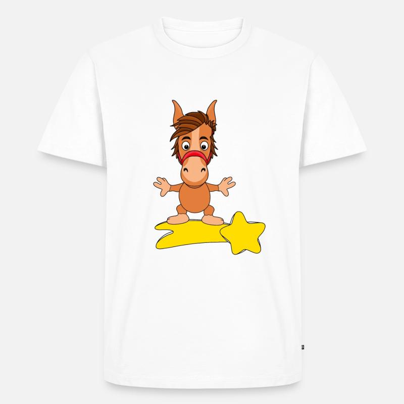 STERNSCHNUPPE - PFERD - Männer Premium Bio T-Shirt - Weiß