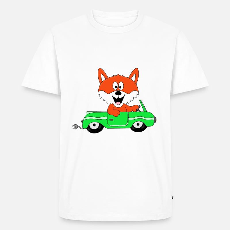 FUCHS - E-AUTO - Männer Premium Bio T-Shirt - Weiß