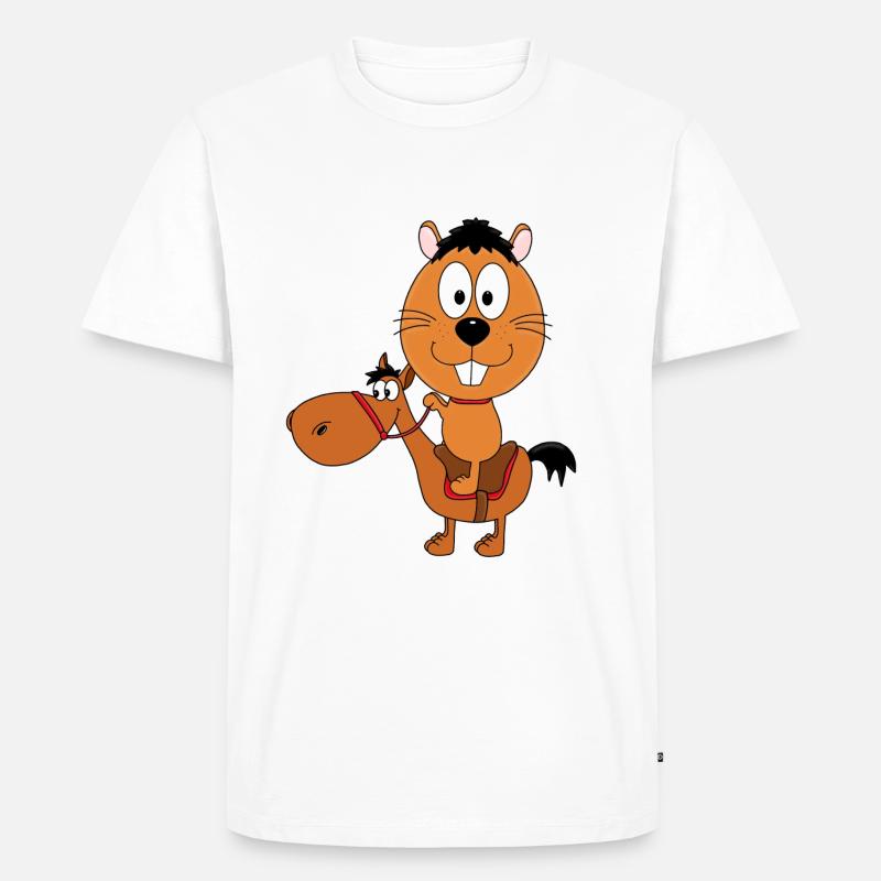 REITEN - PFERD - PONY - BIBER - OTTER - Männer Premium Bio T-Shirt - Weiß