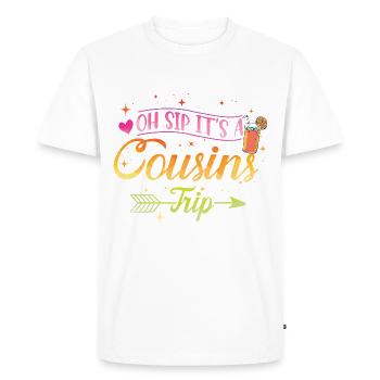 Week-end entre filles Oh Sip C’est un voyage entre cousins - T-shirt Premium bio Homme - blanc - Devant - Nico (187cm)