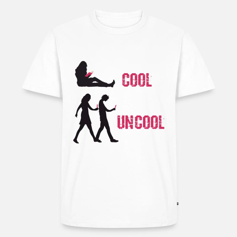 Buch cool, Smartphone uncool - Männer Premium Bio T-Shirt - Weiß