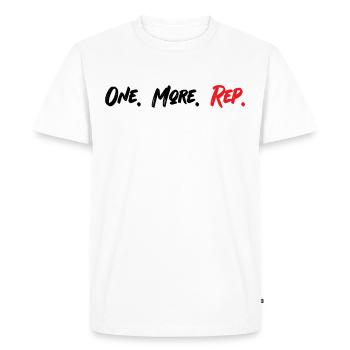 One More Rep! - Powerlifting, Bodybuilding, Gym - Men's Premium Organic T-Shirt - white - Front - Nico (187cm)
