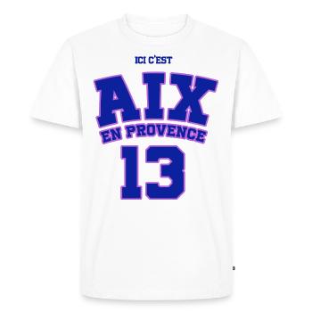 T-shirt personnalisé Aix-en-Provence ⭐⭐⭐ - T-shirt Premium bio Homme - blanc - Devant - Nico (187cm)