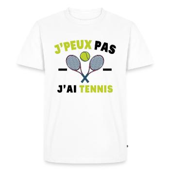 J'Peux Pas J'Ai Tennis Sport Cadeau Humoristique - T-shirt Premium bio Homme - blanc - Devant - Nico (187cm)