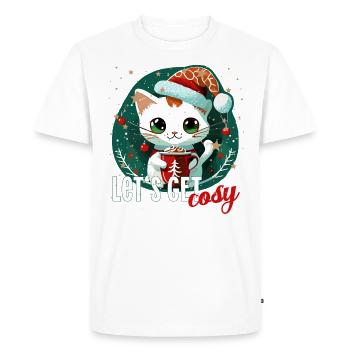 cat coffee cat Let's get cosy xmas coffee santa - Men's Premium Organic T-Shirt - white - Front - Nico (187cm)