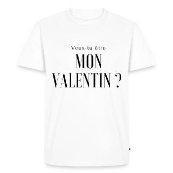 veux tu être mon Valentin? - T-shirt Premium bio Homme - blanc - Devant - Nico (187cm)