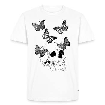 Butterfly Skull Black - Men's Premium Organic T-Shirt - white - Front - Nico (187cm)