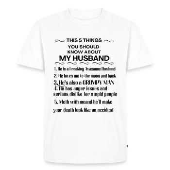 Mon conjoint - T-shirt Premium bio Homme - blanc - Devant - Nico (187cm)
