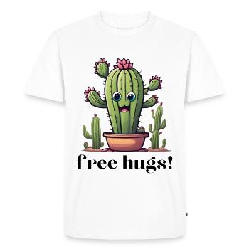 Free Hugs Cactus Cartoon - Funny Cactus Stinger - Men's Premium Organic T-Shirt - white - Front - Nico (187cm)