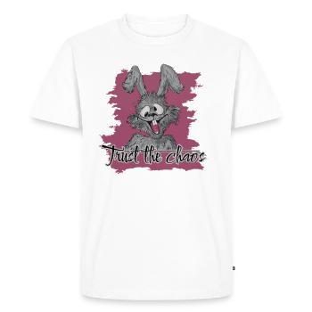 Trust the Chaos-lustiger Hase mit Message - Männer Premium Bio T-Shirt - Weiß - Vorne - Nico (187cm)