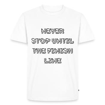 Never stop before the finish line 2 - T-shirt Premium bio Homme - blanc - Devant - Nico (187cm)