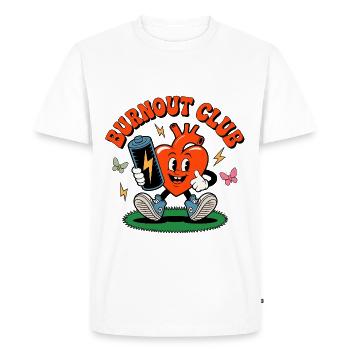 Burnout Club Santé cardiaque Cœur rieur - T-shirt Premium bio Homme - blanc - Devant - Nico (187cm)
