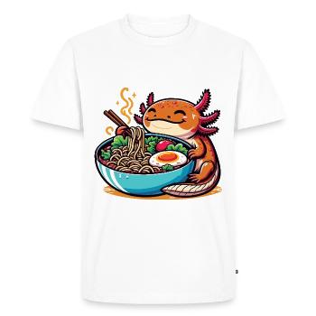 Axolotl with noodles ramen kawaii axolotl - Men's Premium Organic T-Shirt - white - Front - Nico (187cm)