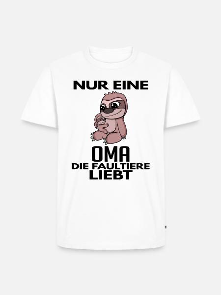 Oma Großmutter Faultier - Männer Premium Bio T-Shirt - Weiß