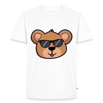 Ours visage tête marron avec lunettes de soleil - T-shirt Premium bio Homme - blanc - Devant - Nico (187cm)