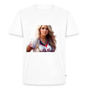 Portrait d’une belle femme photoréaliste Bball - T-shirt Premium bio Homme - blanc - Devant - Nico (187cm)